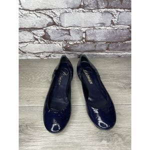 Delman Blue Patent Leather Ballet Hidden Heel Flats Women Sz 7M US/37.5EU